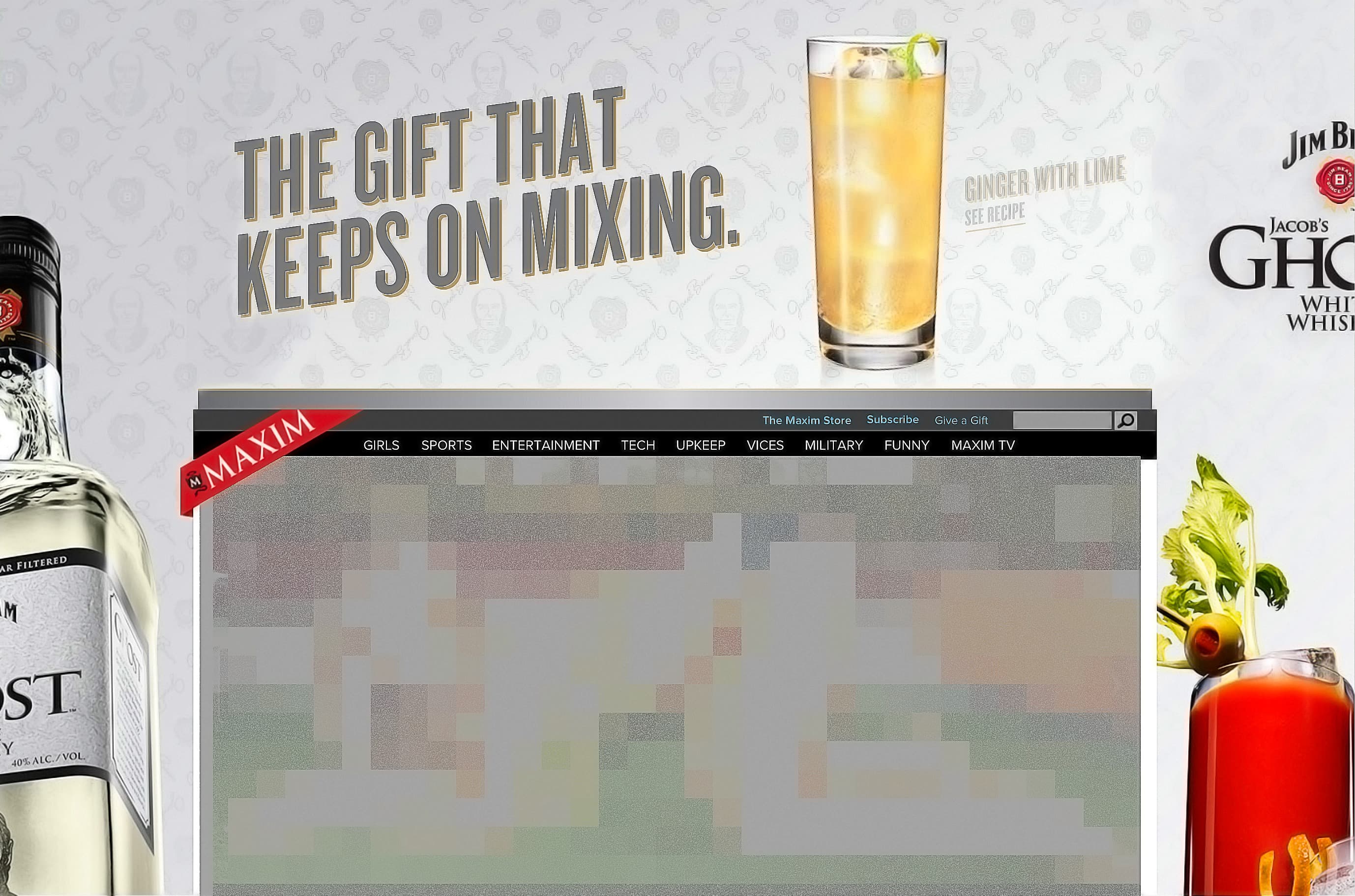 Jim Beam page takeover with different aspect ratio