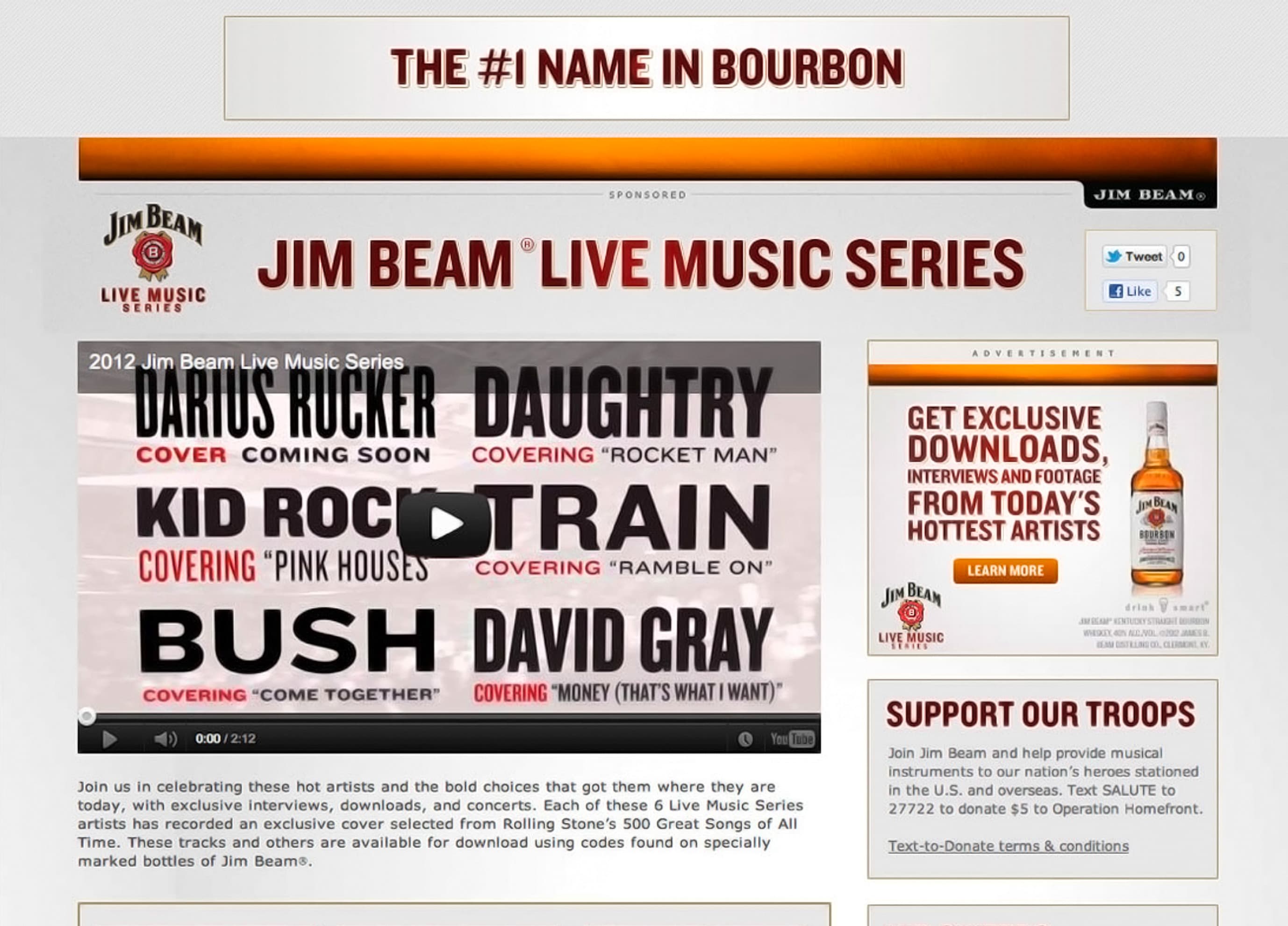 Jim Beam page takeover with different creative variation