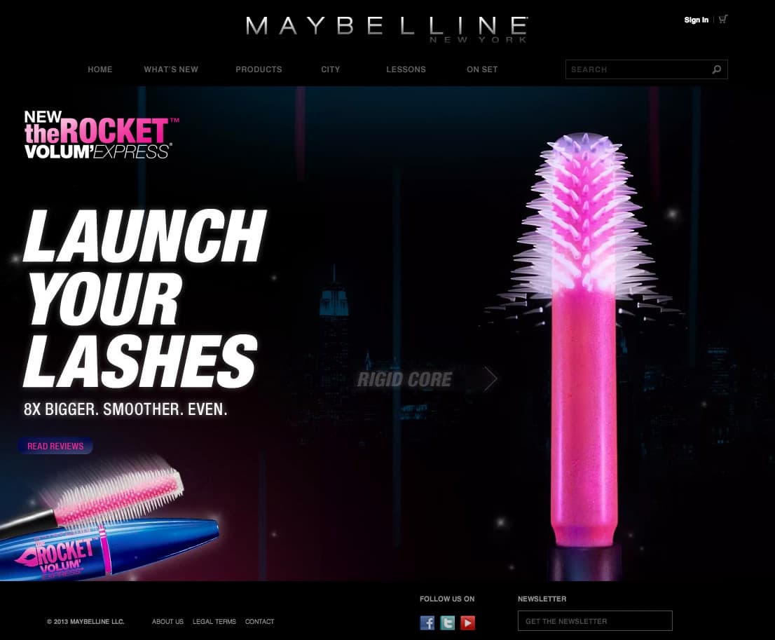 CGI rendering of Maybelline Rocket mascara brush in motion